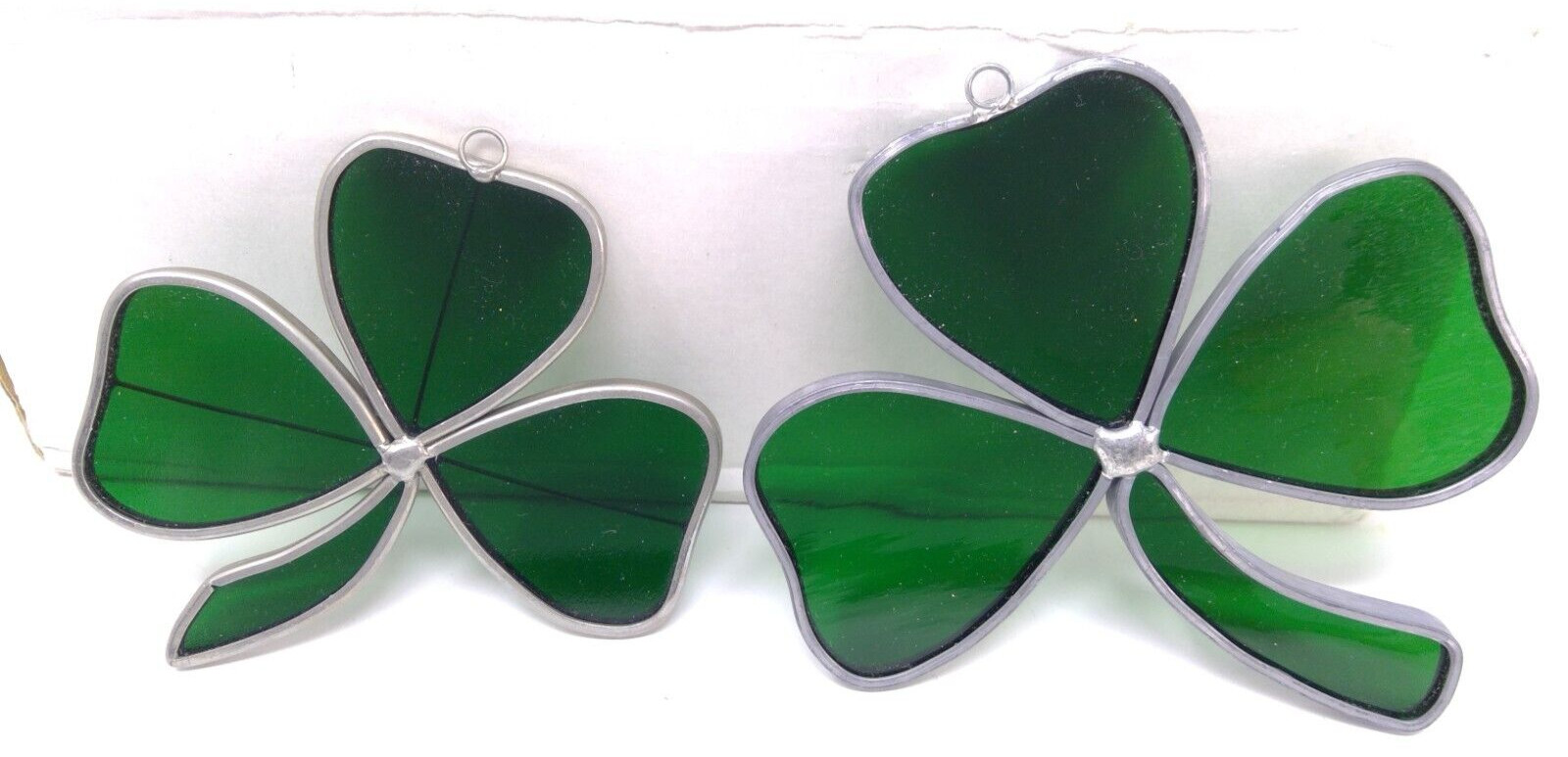 Pair of St Patrick's Day Green Clover Suncatchers