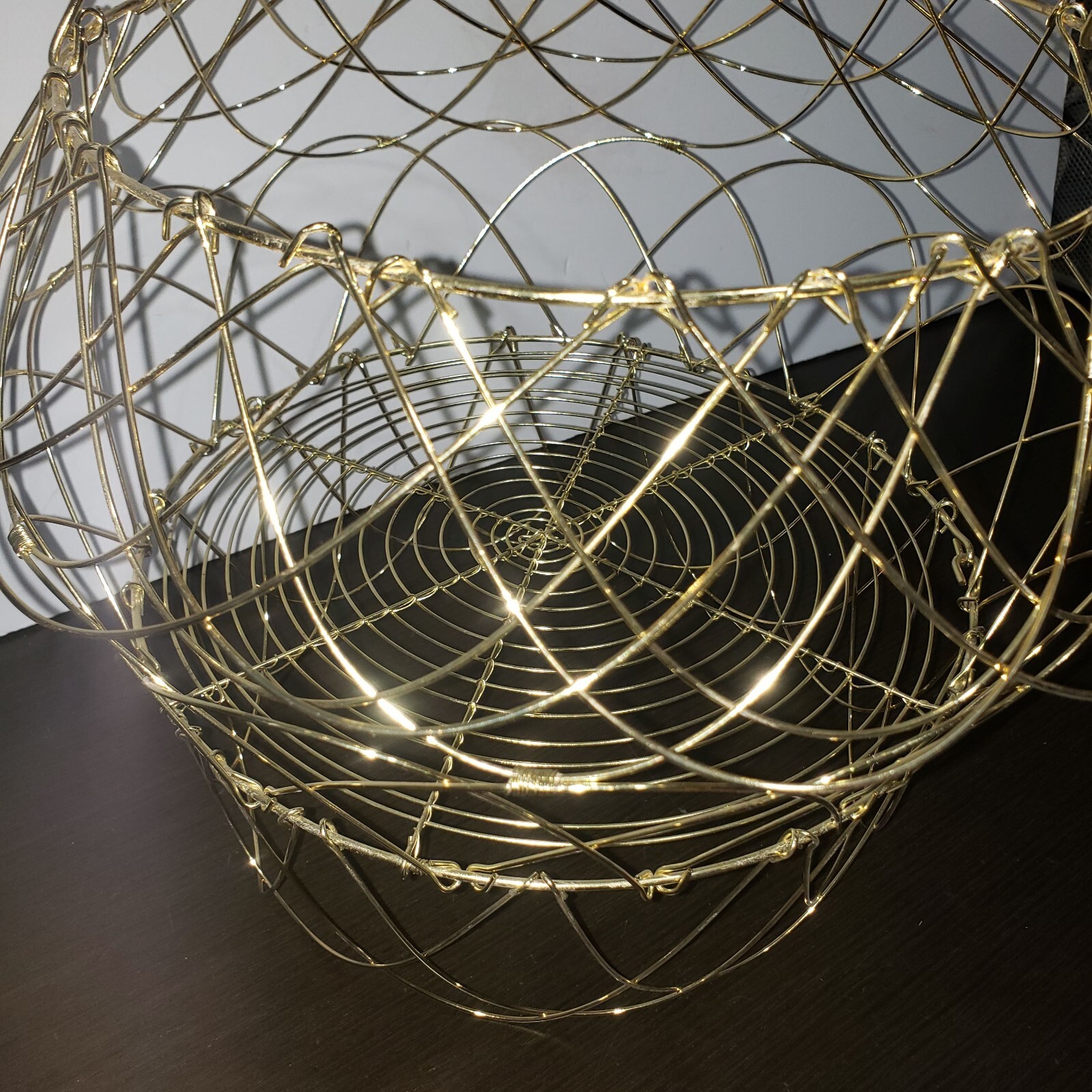 Gold Metal Wire Collapsible Folding Gathering Basket