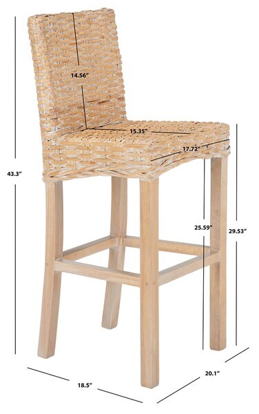 Safavieh TOBIE RATTAN BAR STOOL, Reduced Price 2172750169 BST6500D