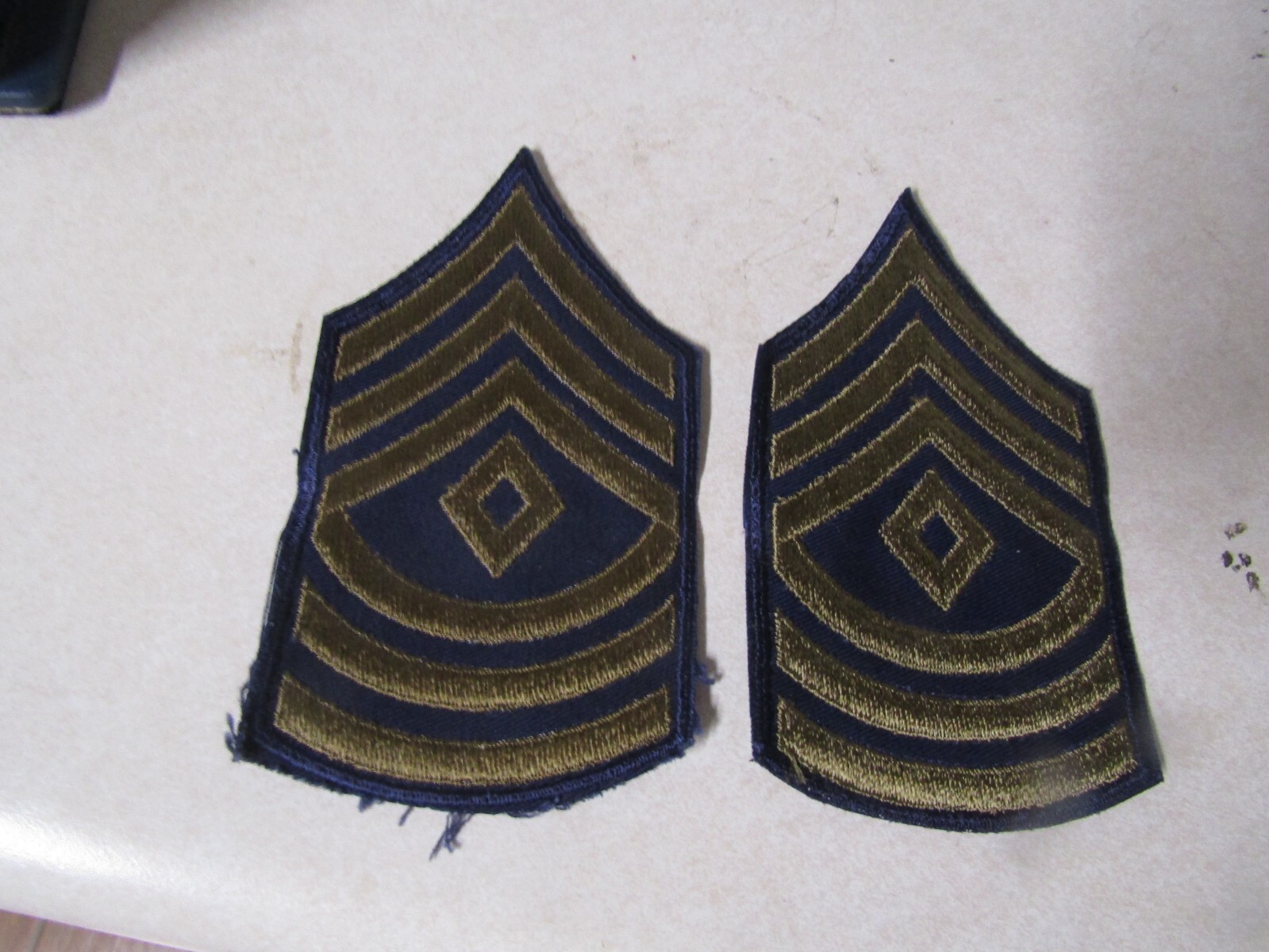 MILITARY PATCH SET OF 2 US ARMY RANK FIRST SERGEANT SEW ON OLDER KOREA WAR ERA