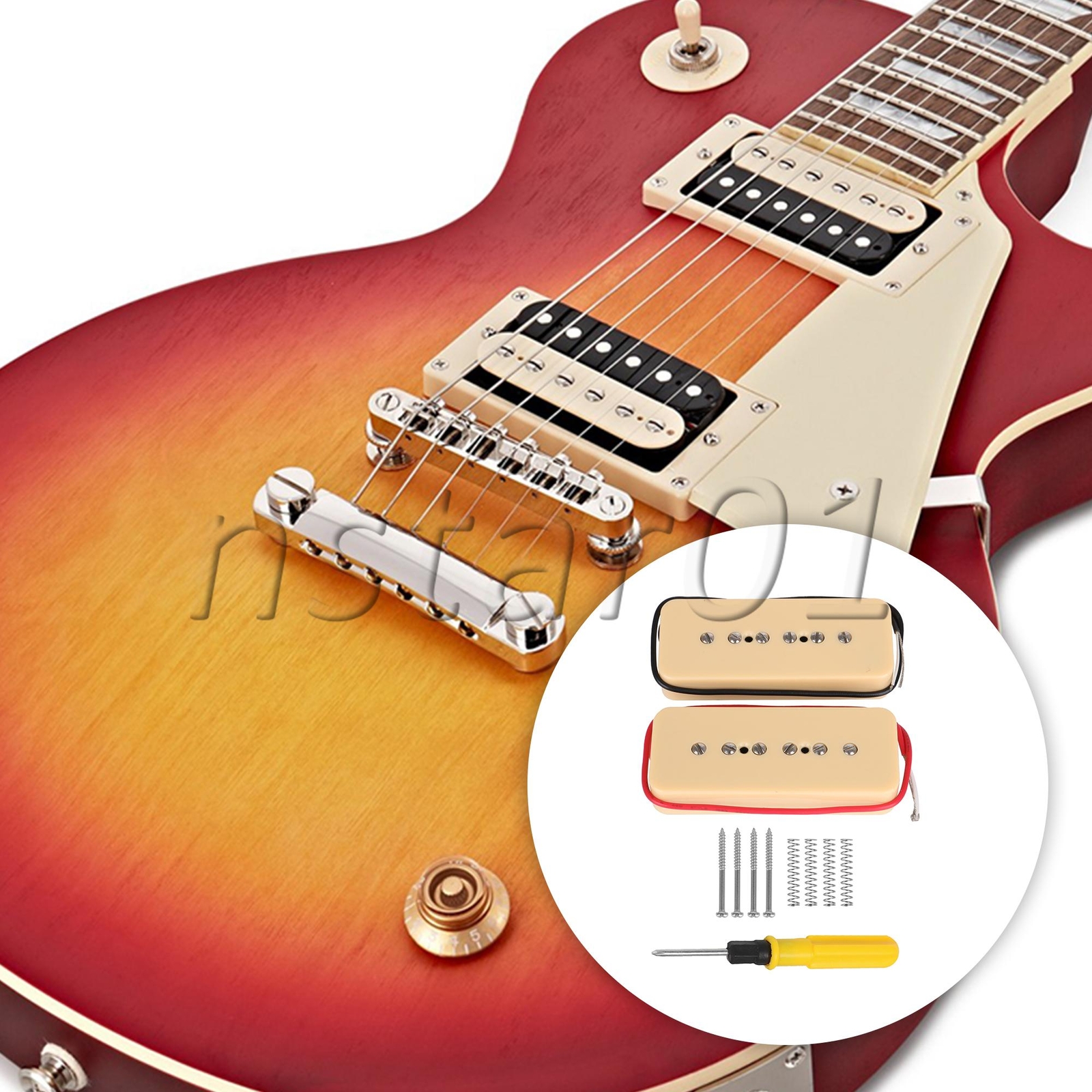Electric Guitar Single Coil Pickups w/ Screws Accessories Set of 2 Cream