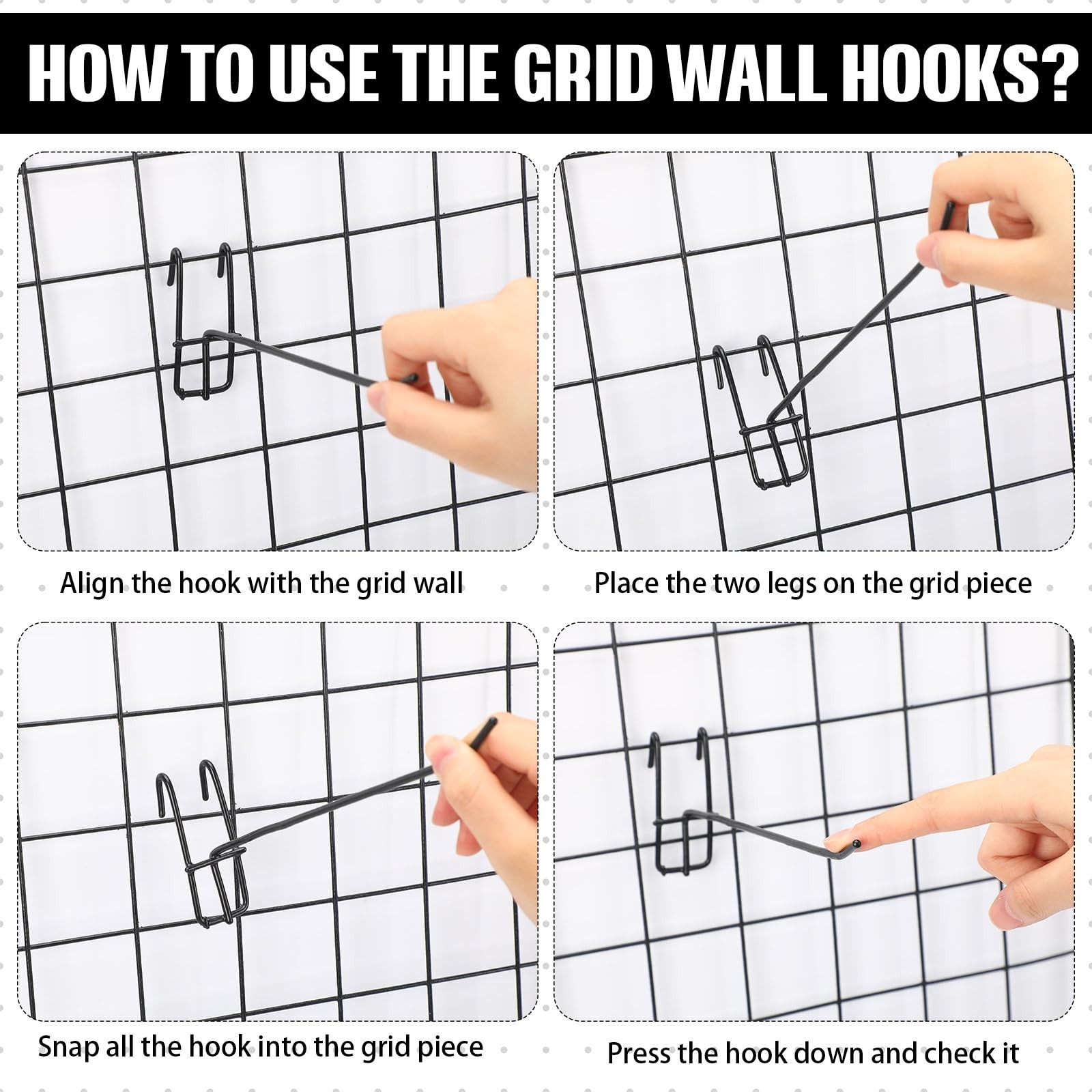 Grid Wall Hooks 2 Inch Black Gridwall Panel Display Retail Storage 25 PCS
