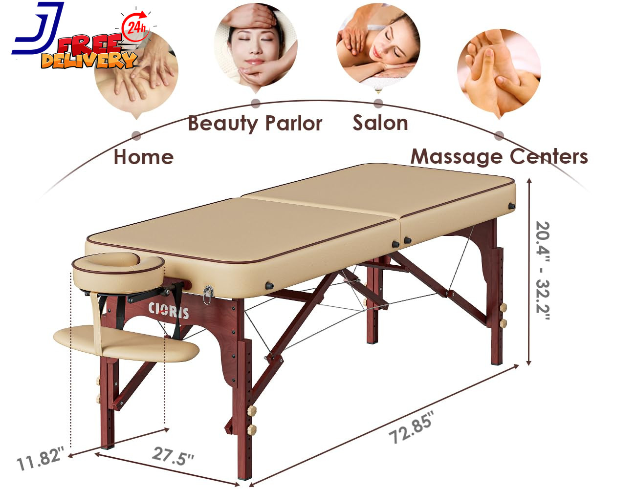 Portable 84" Massage Table Heavy Duty Adjustable Lightweight with Carry Bag