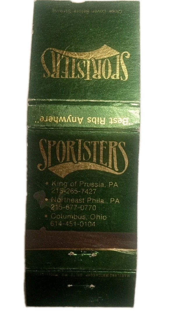 Sportsters Pub Columbus Ohio Matchbook Cover
