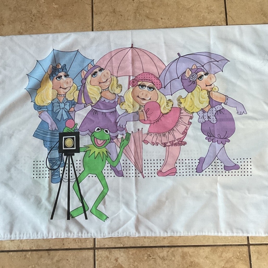 Vintage 1980s Muppet Babies Miss Piggy Pillowcase Kermit Photograph