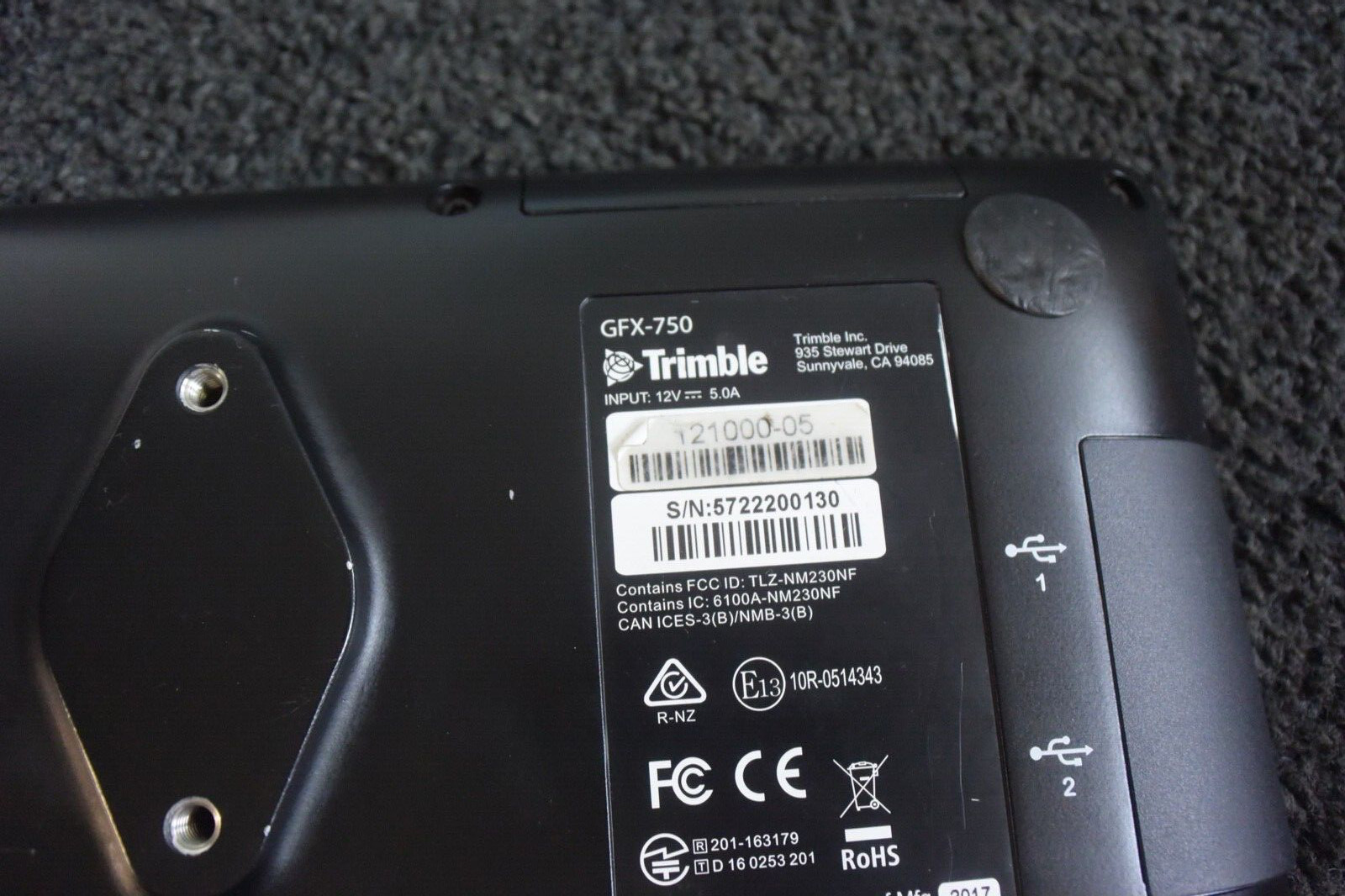 Trimble Machine Grade Control Panel Model GFX-750 P/N: 121000-05