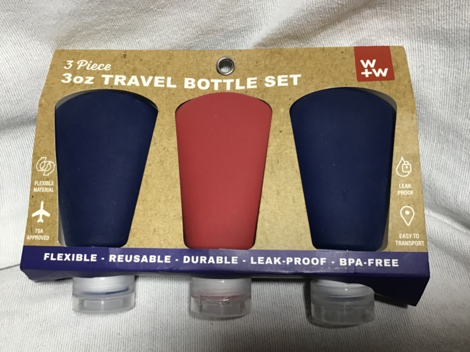 CORE HOME Travel Silicon Bottle Set 3 OZ Leak Proof Refillable Squeezable NIP