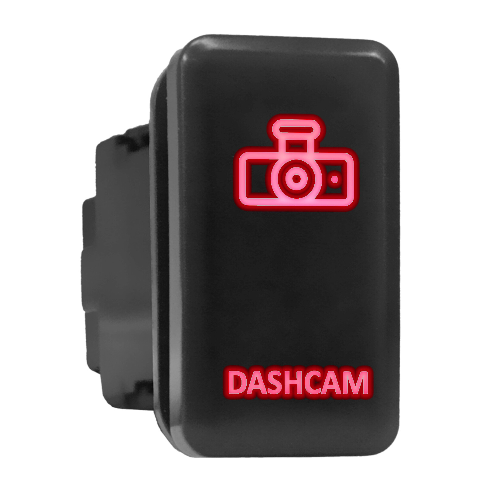 DASHCAM - Red Backlit Tall Push In Switch  1.54"x 0.83" (Fit: Toyota)