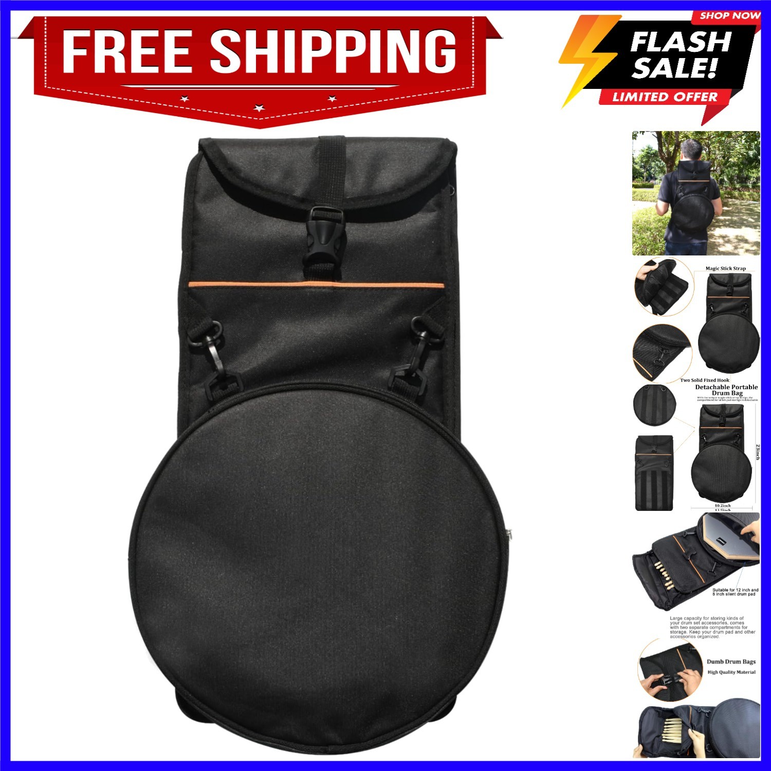 Drum Pad Storage Bags Dumb Drum Bags Backpacks Carrying Cases Shoulder Bags f...