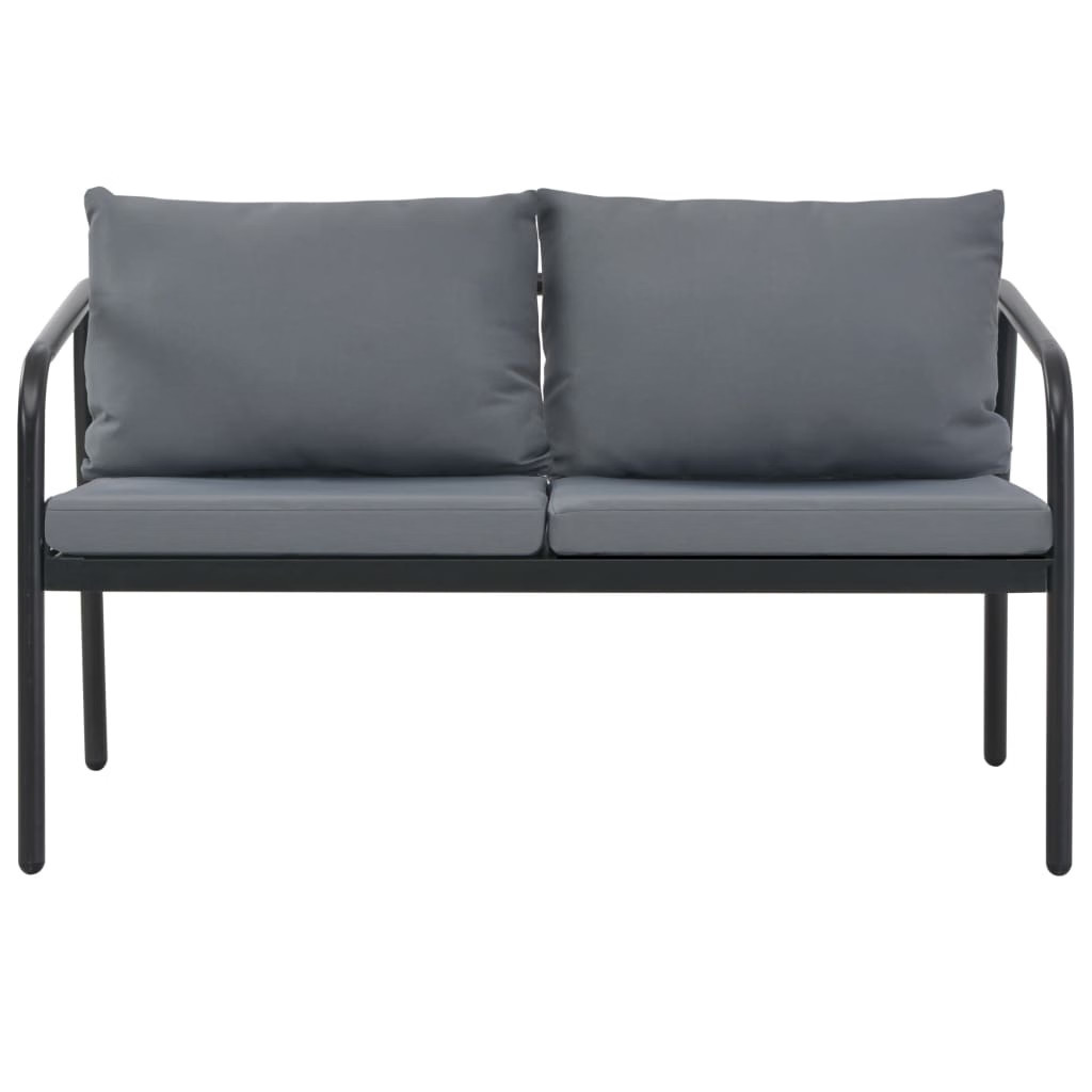 2 Seater Patio Sofa with Cushions Gray Aluminum