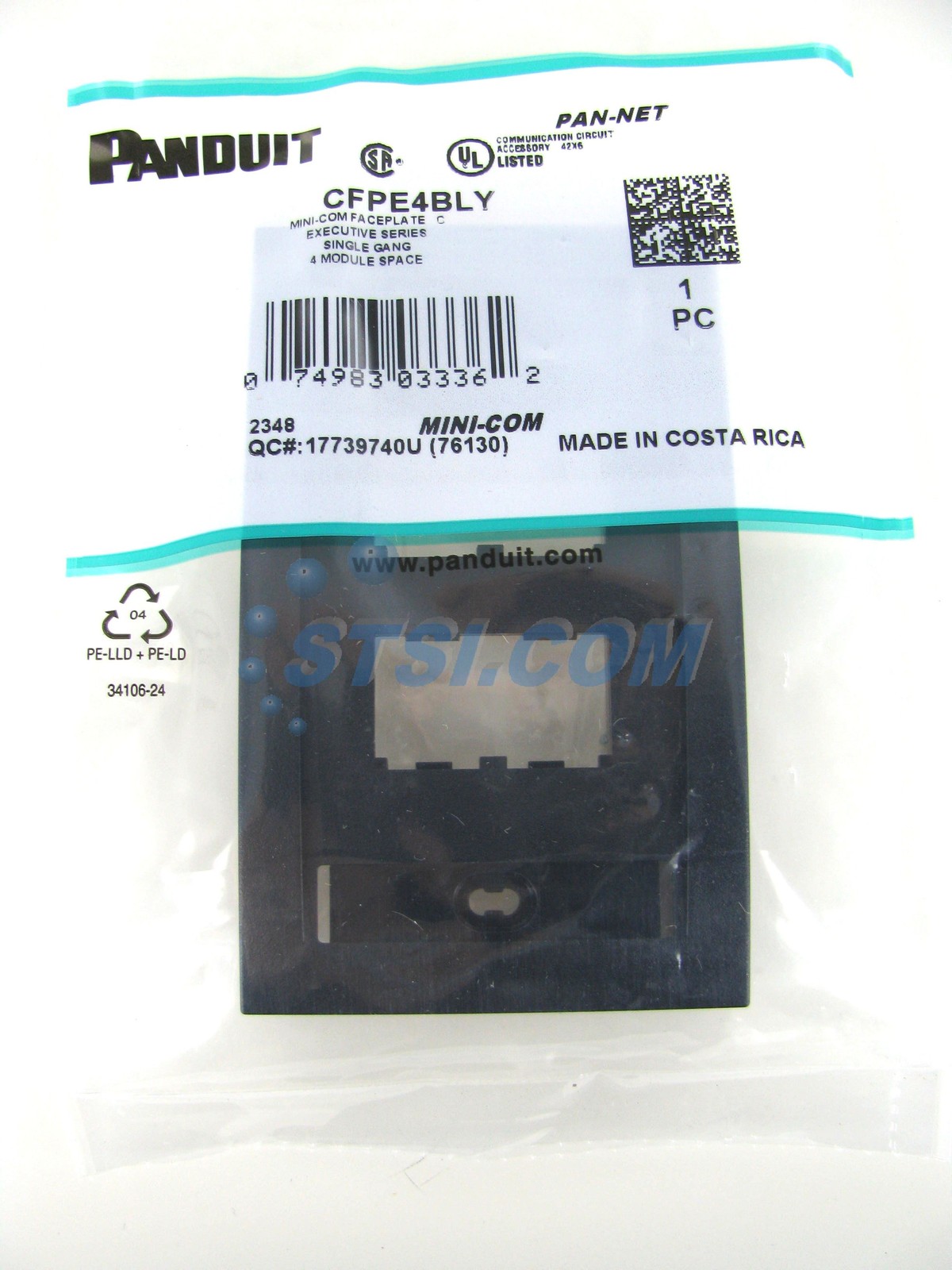 Panduit CFPE4BLY 4-Port Mini-Com Faceplate, Executive Series, Black ~STSI