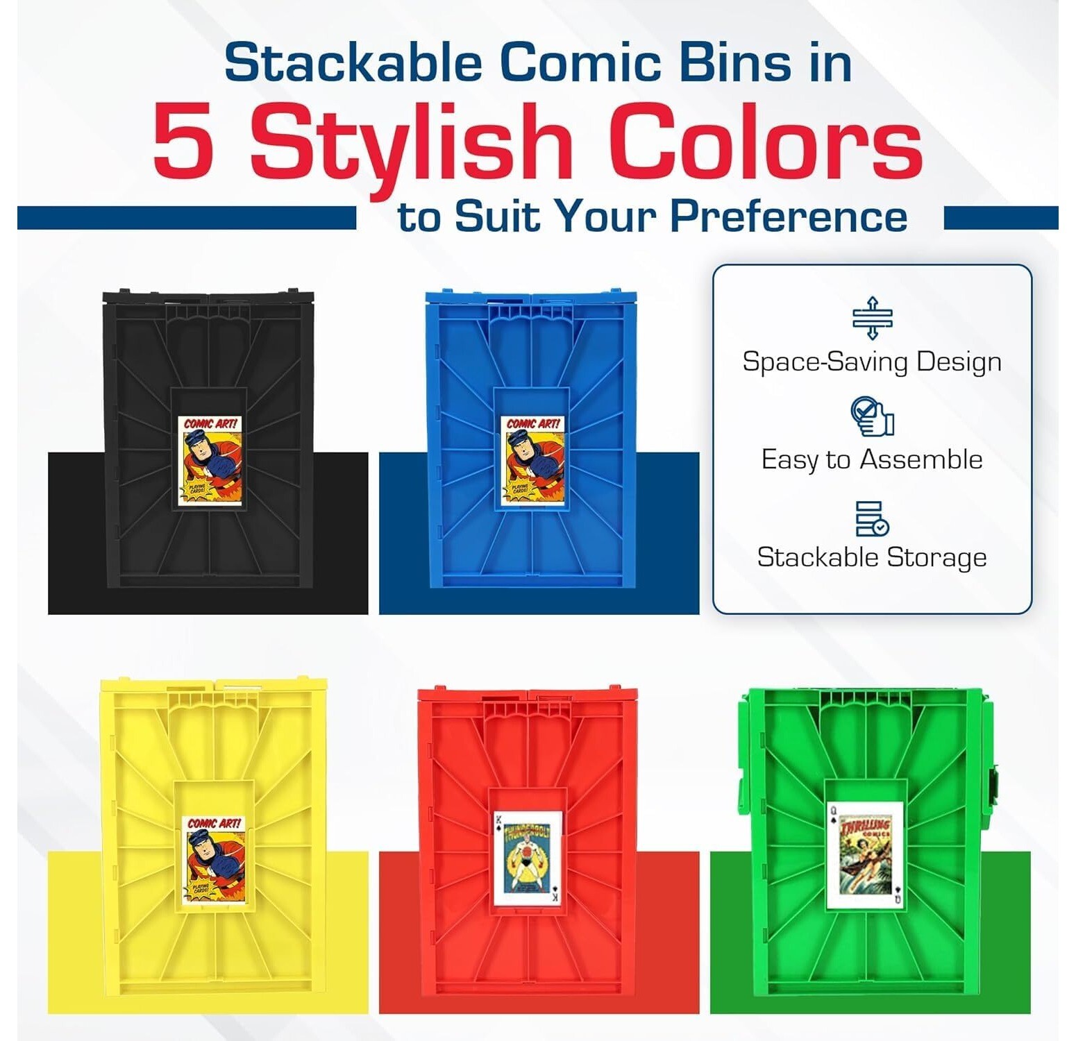 Comic Bin, Black - Holds 150 Comics, Acid Free Storage and Organizer