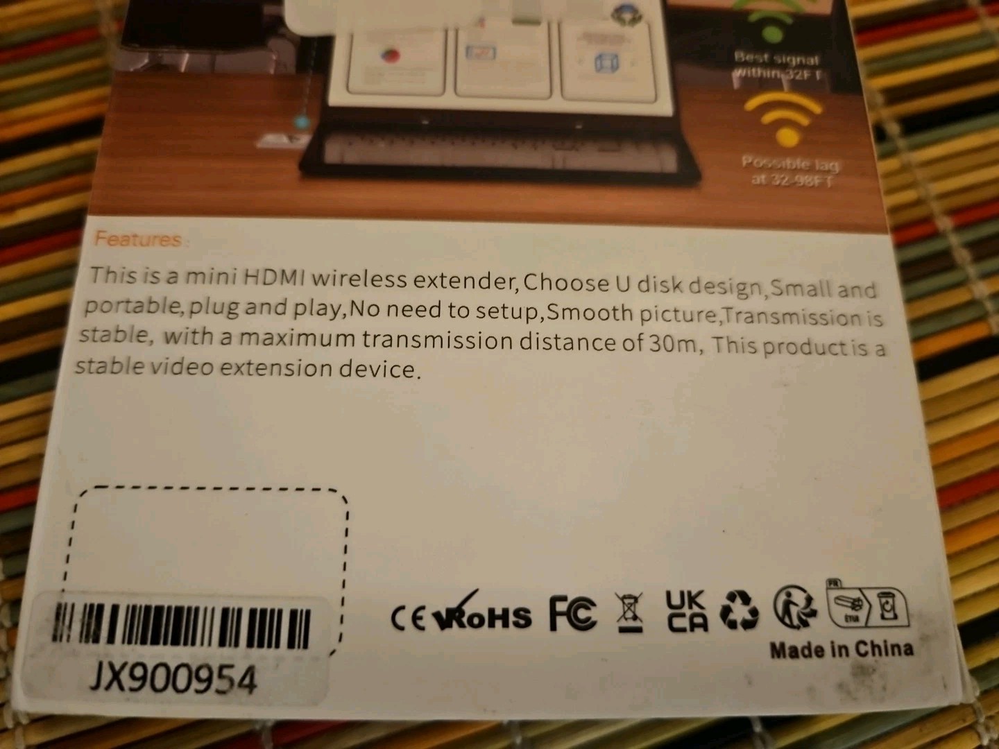 Wireless HDMI Transmitter and Receiver 4K, Wireless HDMI HD Extender Kit Sealed