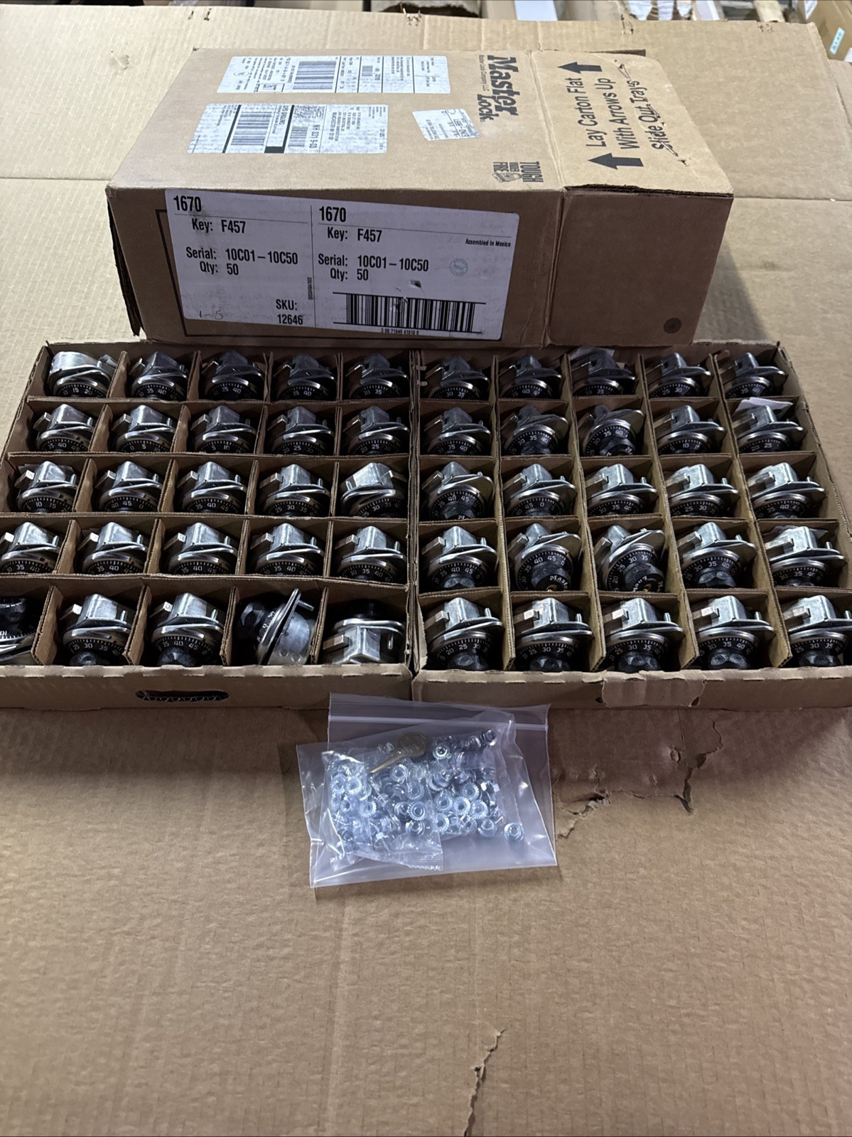 Master Lock 1670 Built‑In Combination Locker Lock 3‑Digit Dial LOT OF 50 w/key