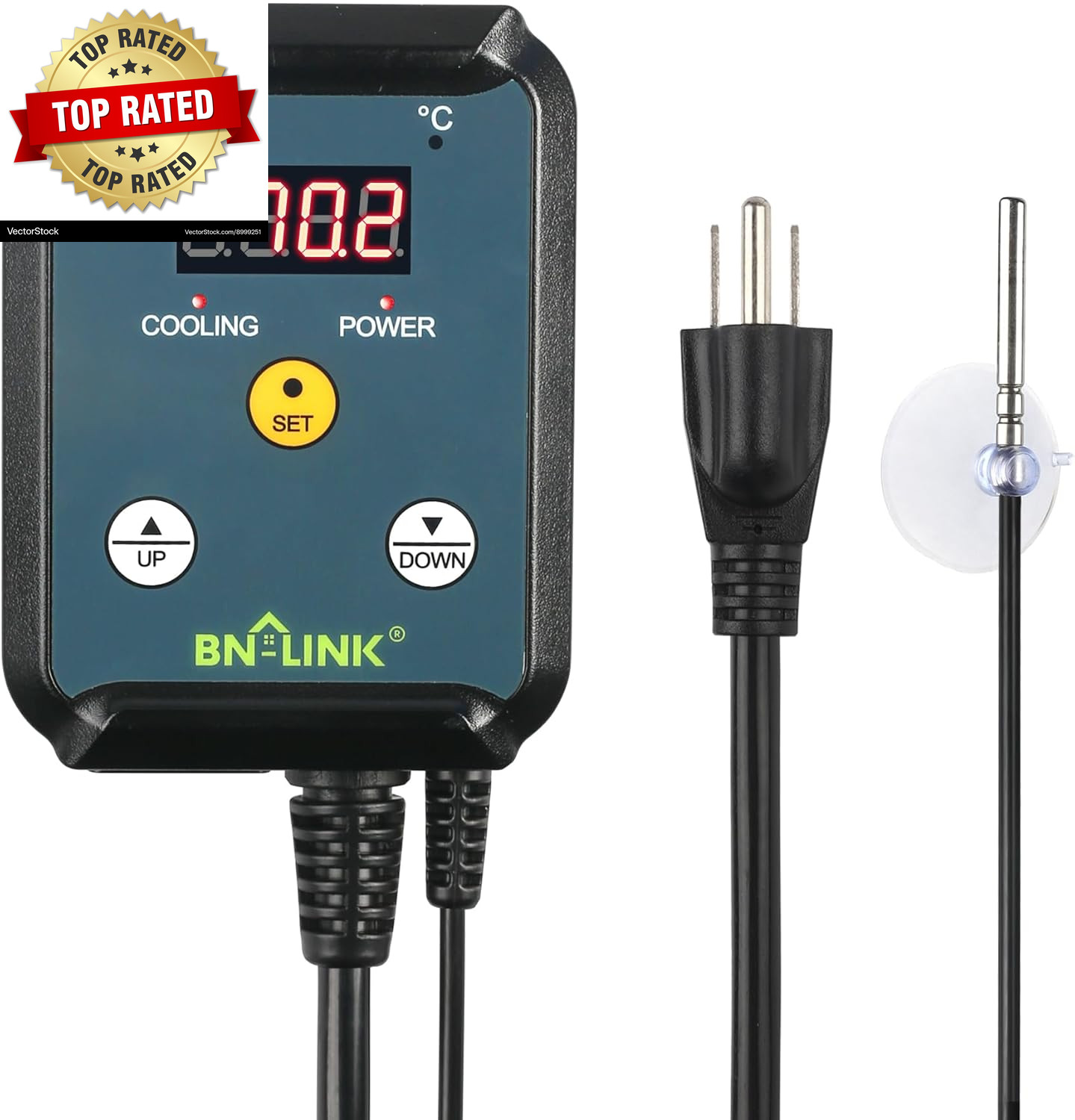 Digital Cooling Thermostat Temperature Controller Outlet Switch | Attic Fan Ther