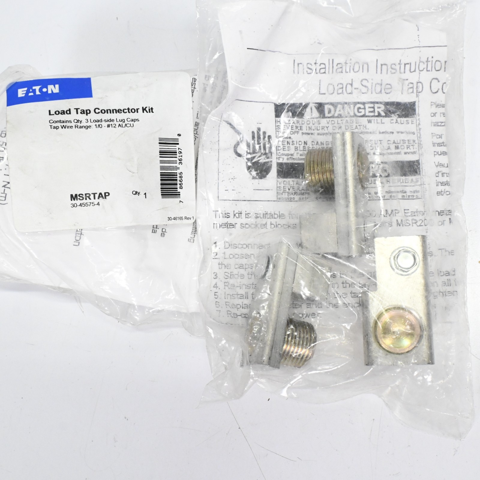 3 pc. EATON MSRTAP Load-Tap Connector, For Use With MSR Single Meter Socket