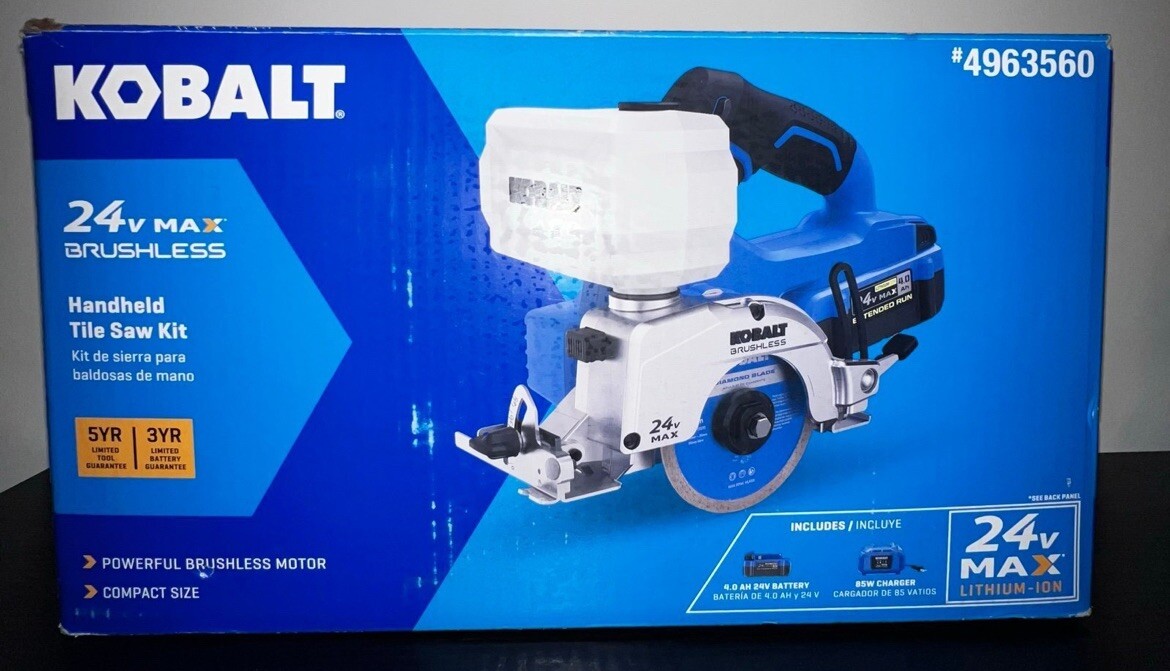 NEW Kobalt 24V MAX 4" Handheld Cordless Tile Saw KIT w Charger & Battery 4963560