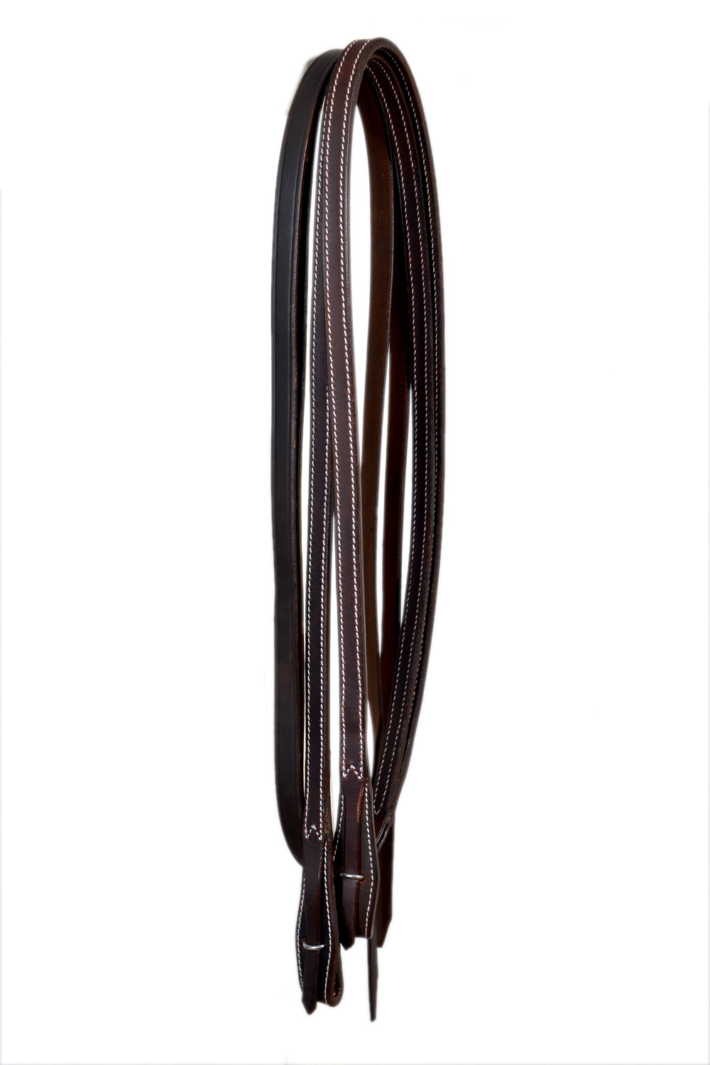 Western Dark Oil Leather Plain Spit Reins 96" Long with Quick Release