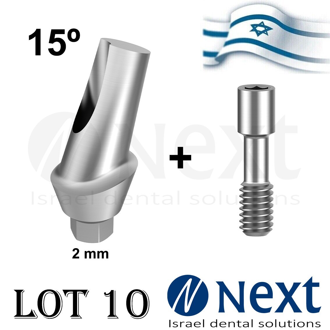 Lot x10 Anatomic Titanium Angulated abutment 15 degree angle 2 mm