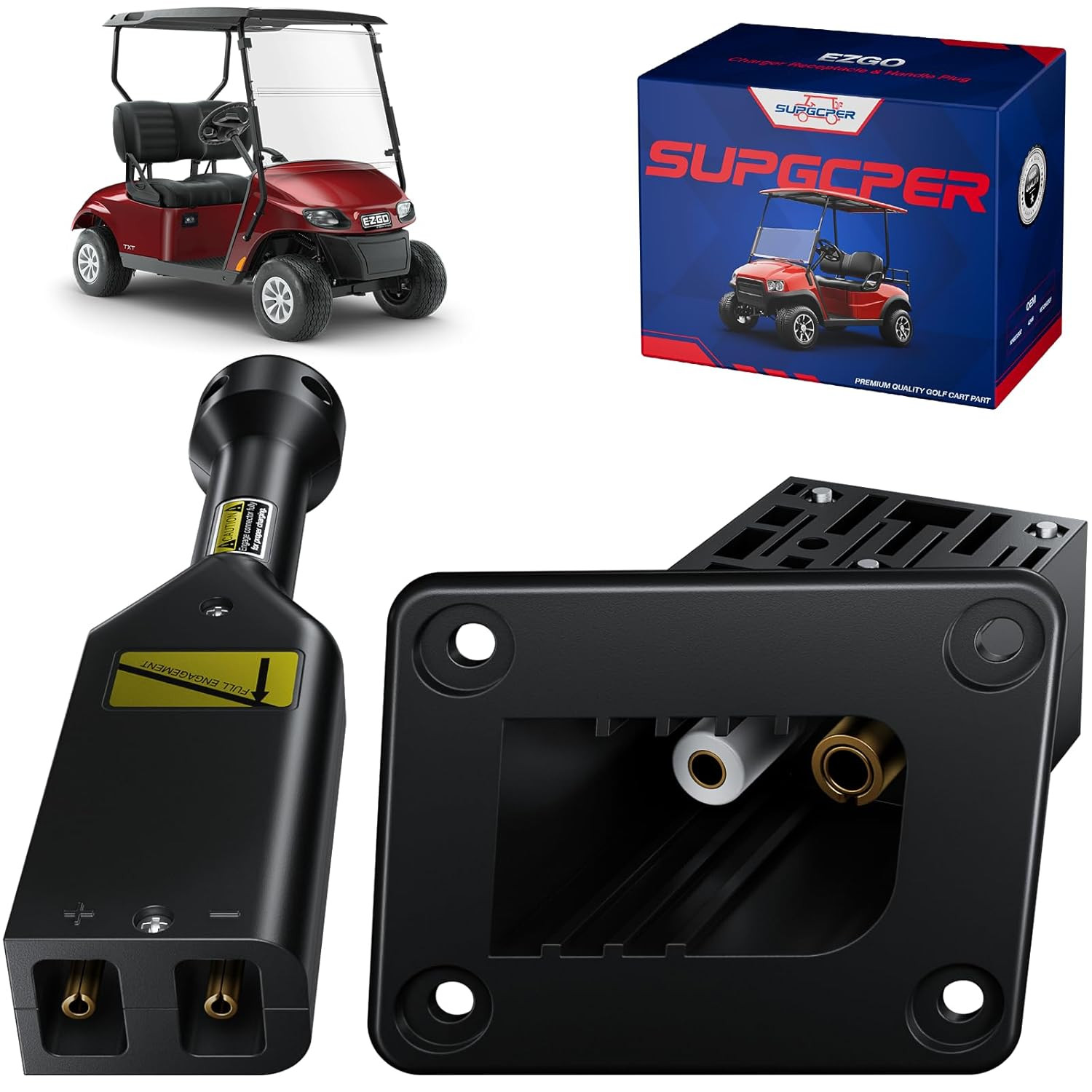 EZGO 36V Powerwise Charger Receptacle and Plug, Golf Cart Battery Charger Port a