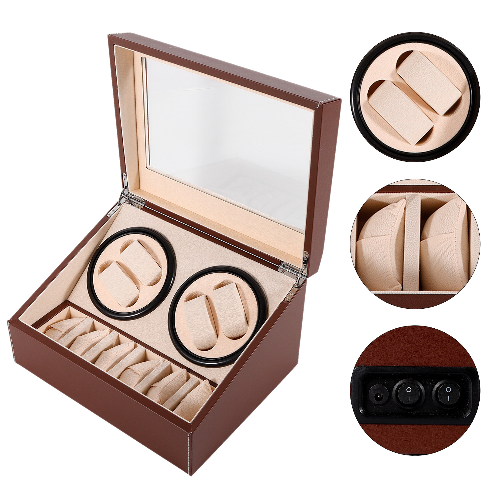 4+6 Automatic Watch Winder Watch Display Box Luxury Storage Case Self-winding