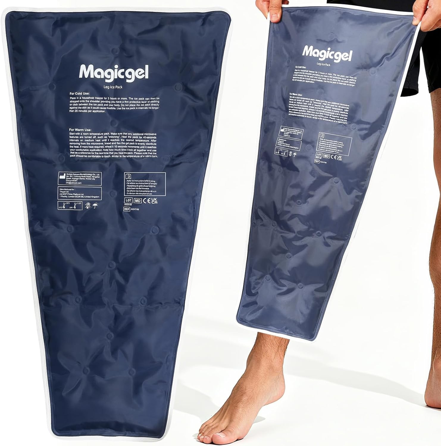 Full Leg Gel Leg Ice Pack Pro Cold Therapy - Wrap Around Shin Ice Packs Grey