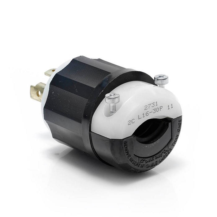 Locking Plug, 30 Amp, 480 Volt, Industrial Grade, Black & White