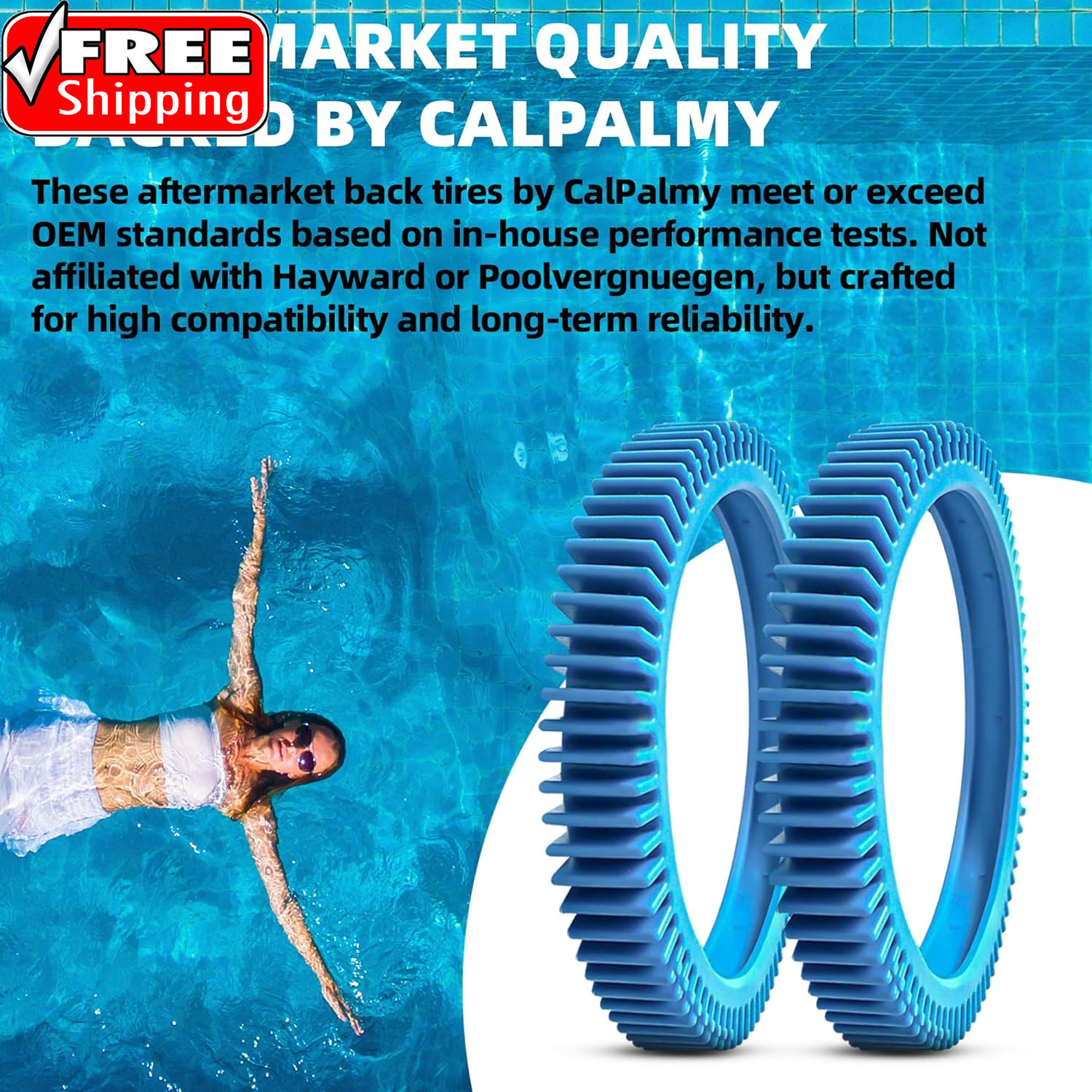 2-Pack Back Tires Replacement for Pool Cleaner – Compatible with Hayward Poolver