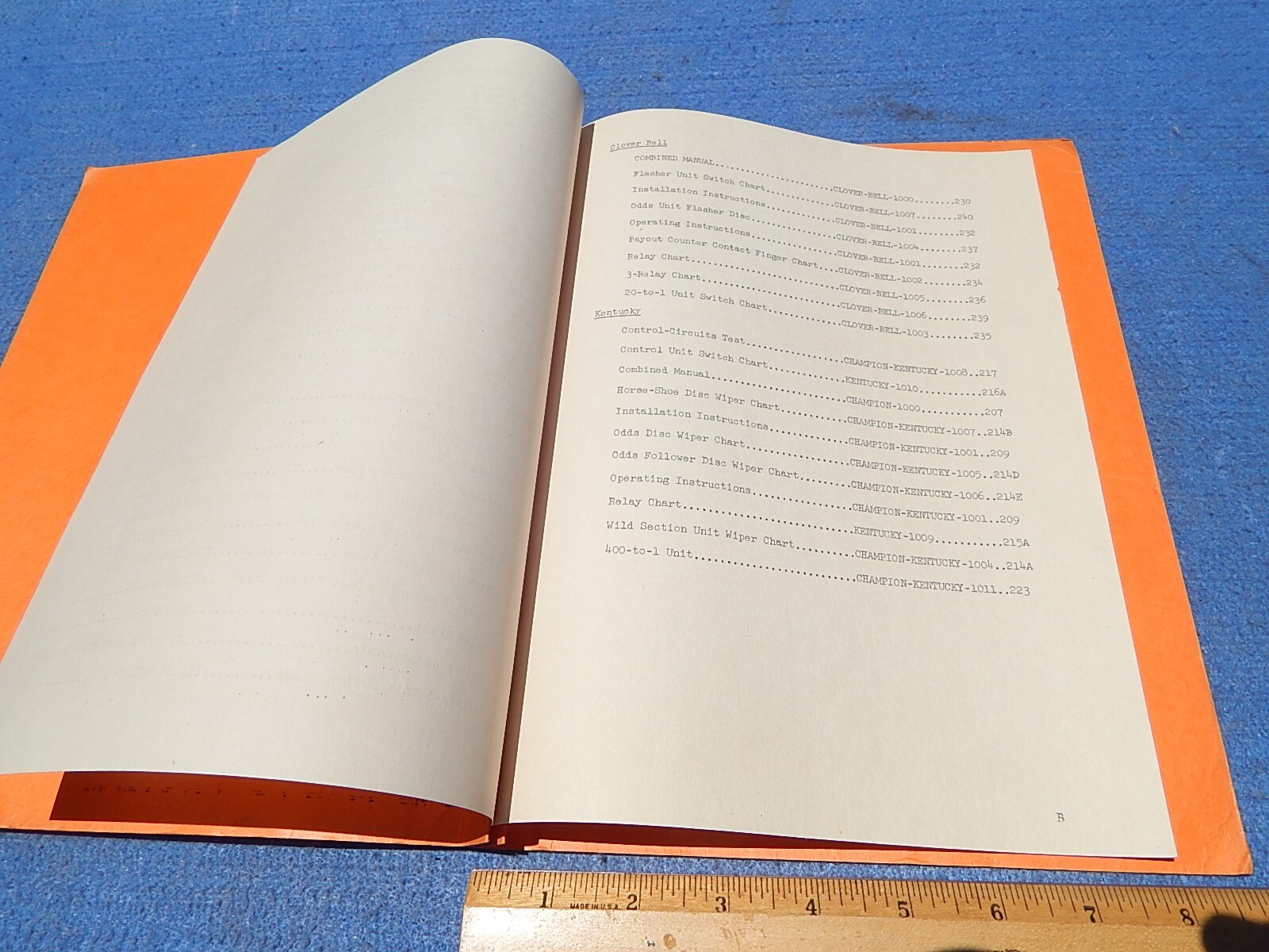 1949 Bally Folder: Operating Instructions (plus 3 inserted sheets)