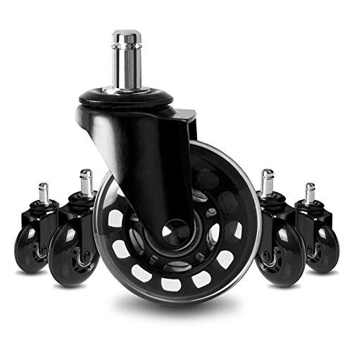 Office Chair Caster Wheels,Set of 5 Heavy Duty 2.5 Inch 2.5"Plug-in_FBA Black
