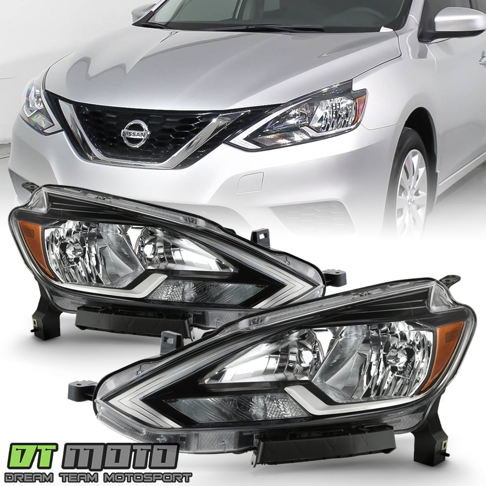 For 2016-2019 Nissan Sentra Halogen Type Headlights Headlamps w/ Bulb Left+Right