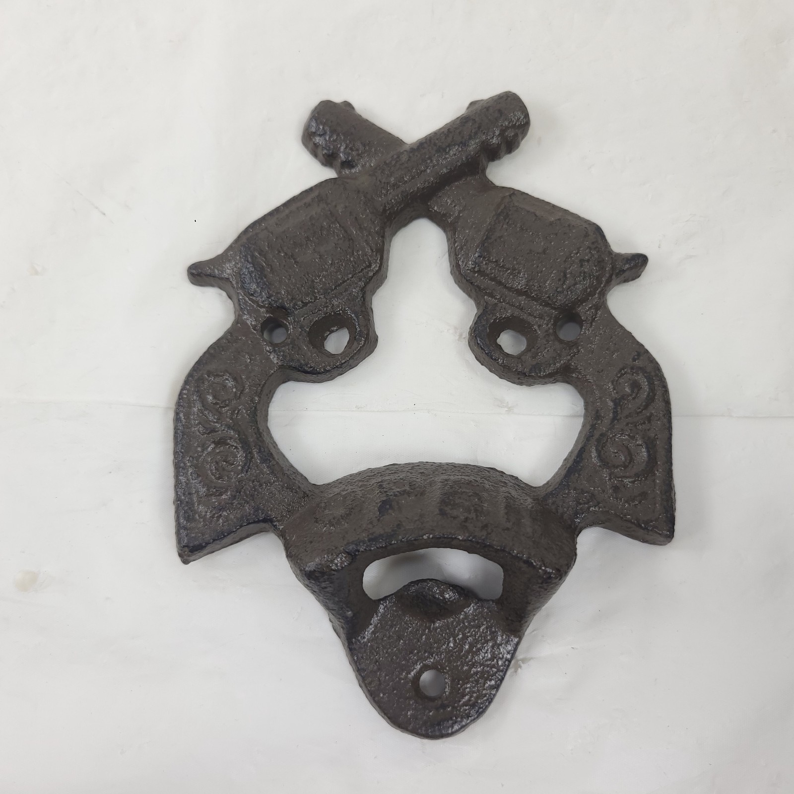 Cast Metal Crossed Revolver Western Bar Decor Bottle Opener