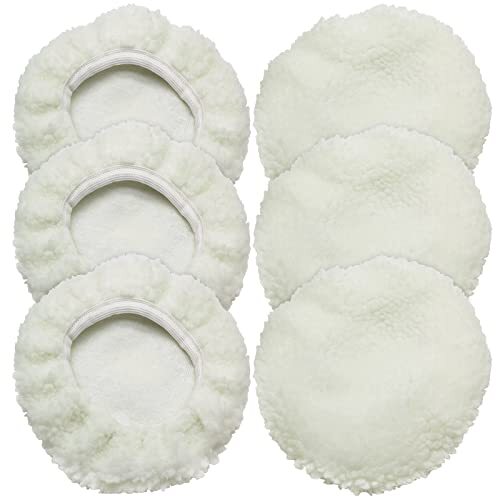 6 Pcs Car Polishing Bonnet Buffing Pad Lamb Fleece Pad Cover For 9" Car Polisher