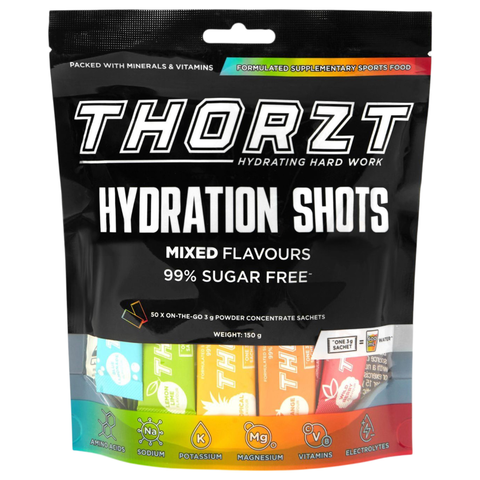 THORZT SSSFMIX – 50 x 3gm Sachets Sugar Free Solo Shots 5 Flavours Mixed Pack