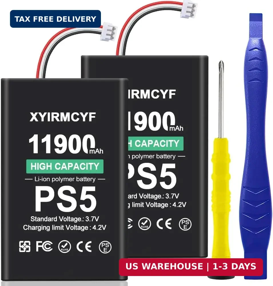 XYIRMCYF 2PCS 11900mAh Battery Compatible with PS5/LIP1708 (New Upgrade), New 0