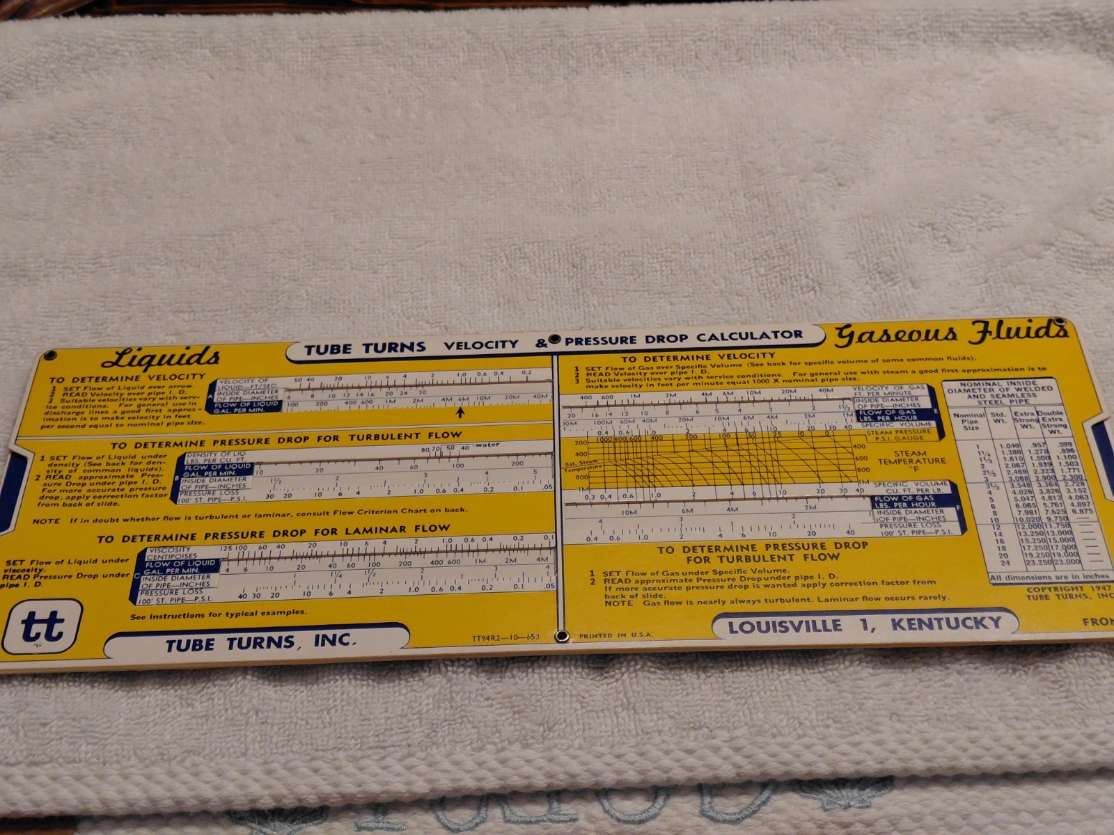 Tube Turns Velocity Pressure Flow Criterion Friction Factor Slide Vtg 1947 VGUC