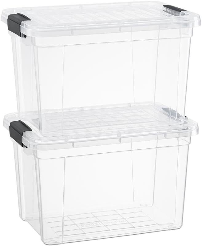 Superio Clear Storage Bins with Lids, 2 Pack- Plastic Storage Boxes - 2.4 Quart