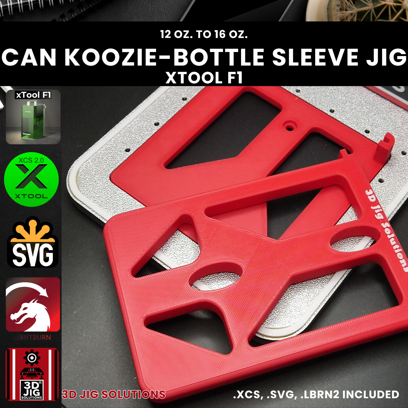 xTool F1 Koozie Jig | Bottle Cooler Laser Engraving Template | Both Sides
