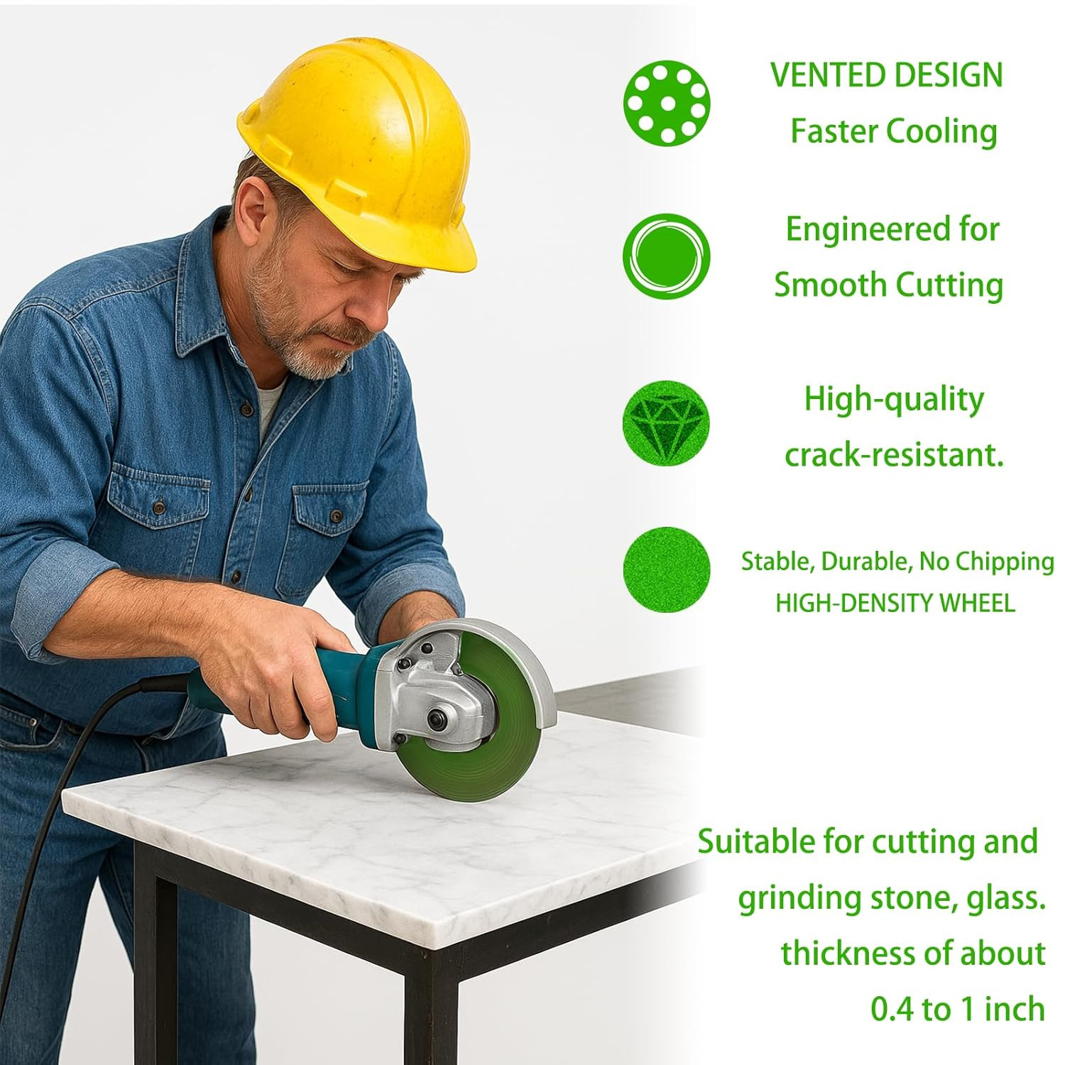 Glass Cutting Disc for Angle Grinder, 4" Ceramic Diamond Blade, Ultra-Thin Tile