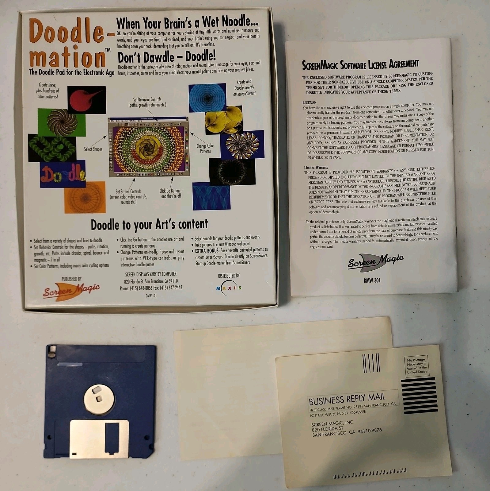 Doodle-Mation Doodle Mation for PC WINDOWS, Screen Magic - BIG BOX RARE VINTAGE