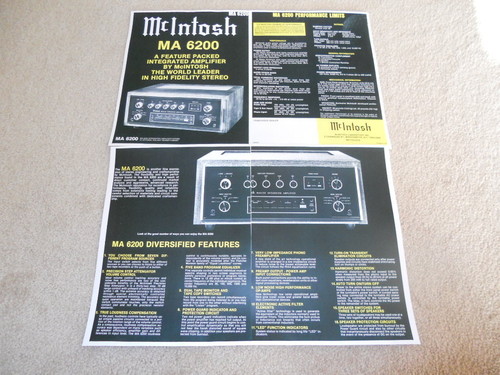 McIntosh MA 6200 Amplifier Brochure, 4 pg, Specs, Info