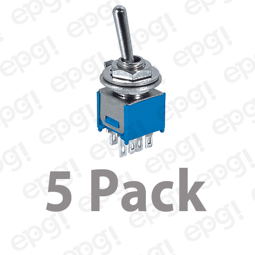 5 PACK - DPDT (ON/ON) SUB-MINI TOGGLE SWITCH 3A-125VAC - 1A-250VAC # SMT3-5PK
