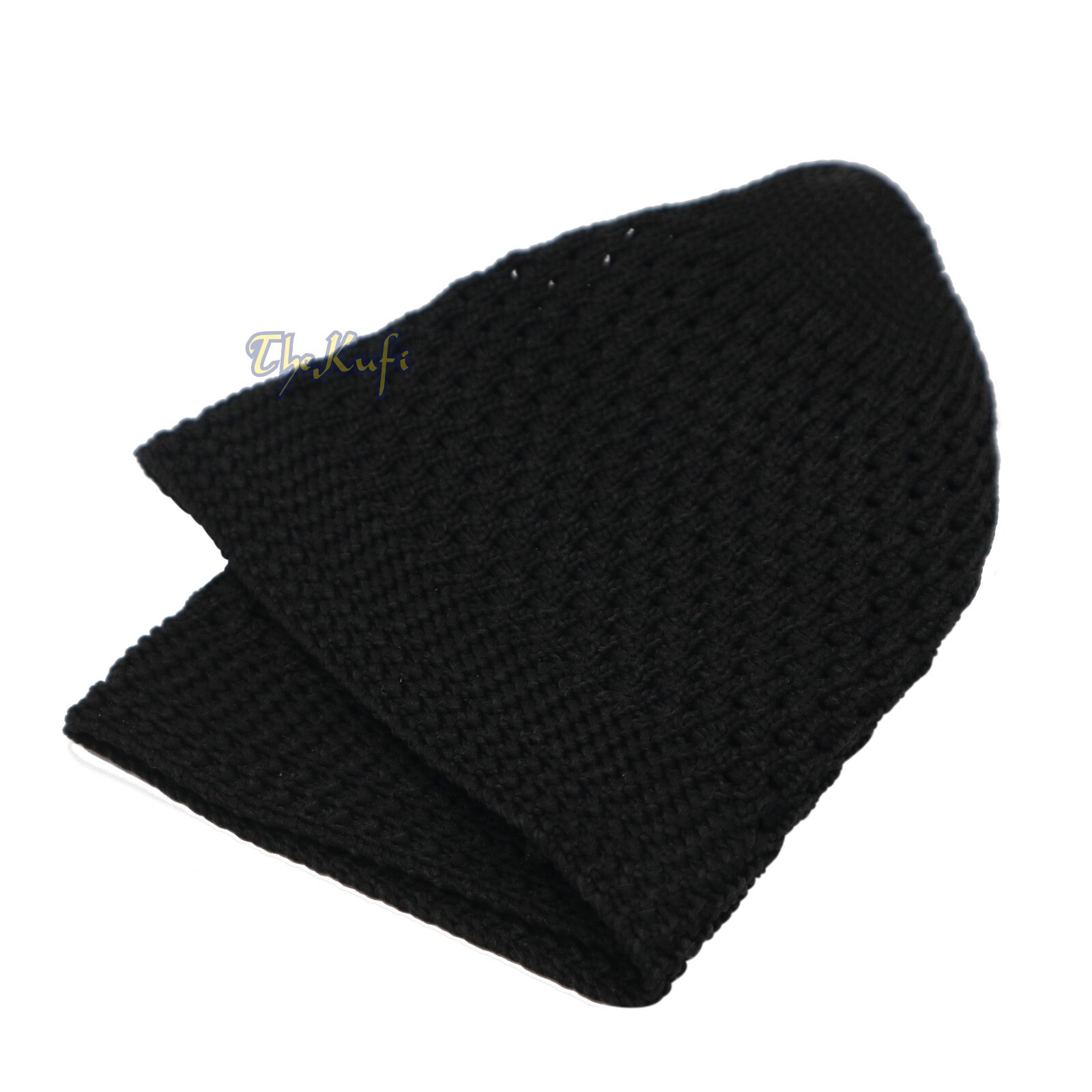 Black Kufi Cap Open-weave Nylon Knit Stretch Muslim Beanie Skull Prayer Hat