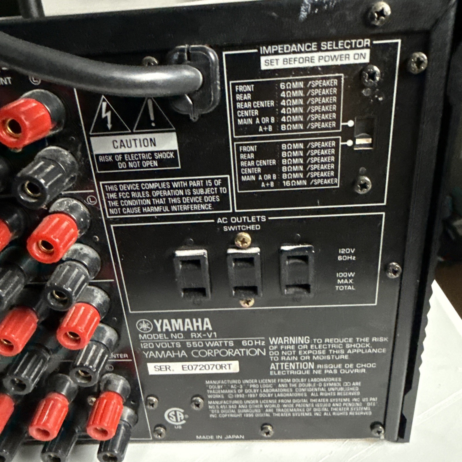 Yamaha RX-V1 Flagship AV Receiver Fully Functional