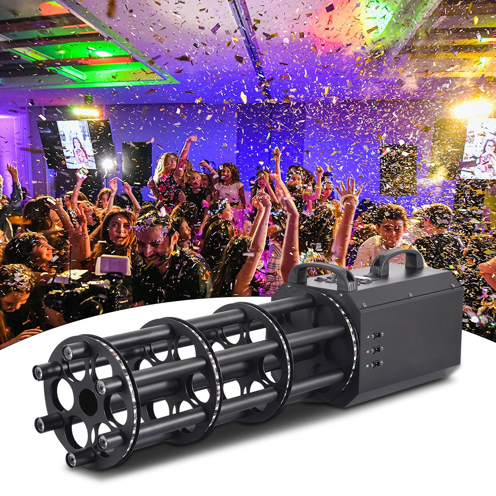 LED RGB Gatling Confetti Cannon Gun Battery Powered Color Paper Shooter Machine