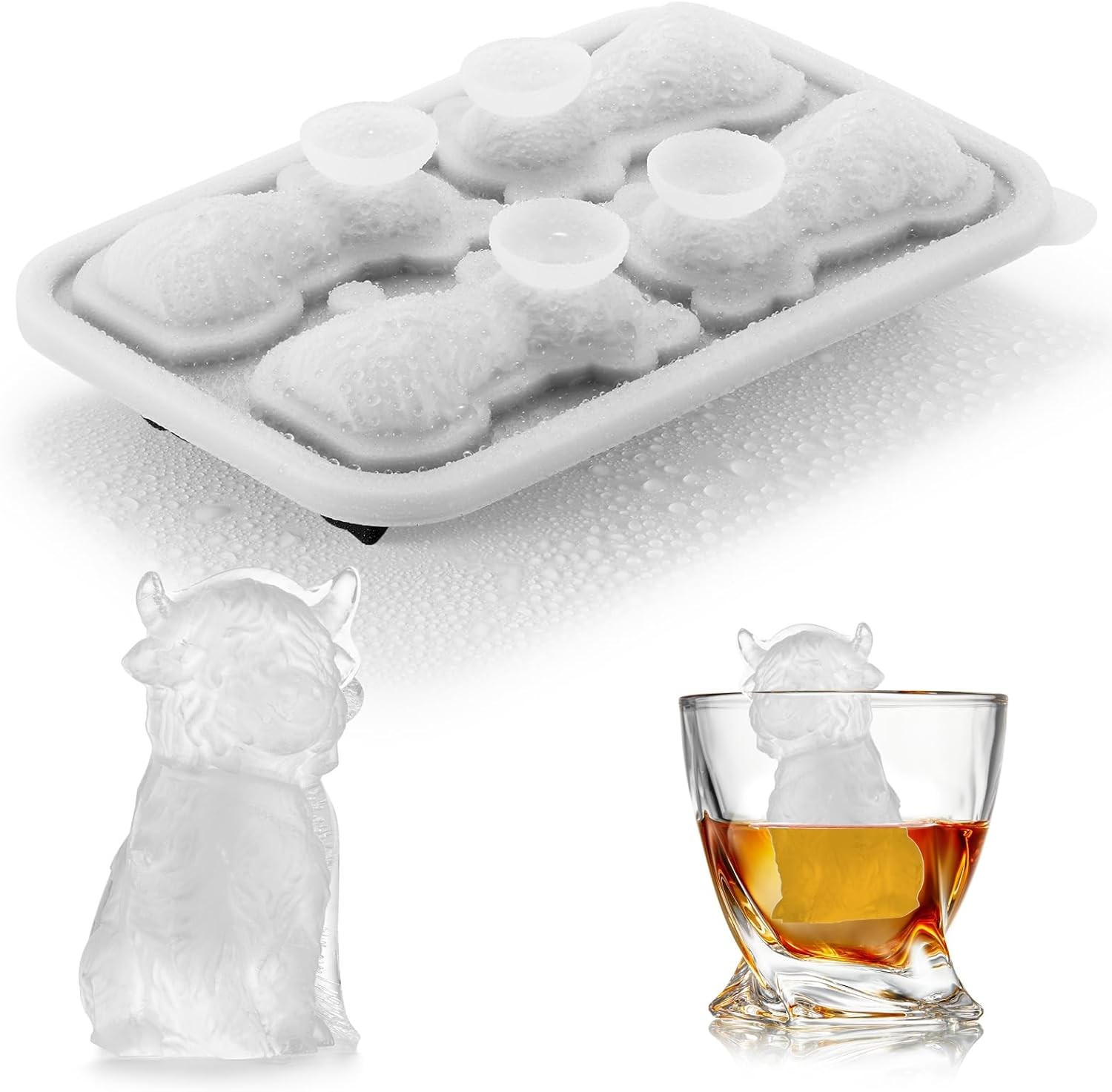 3D Highland Cow Ice Cube Tray Fun Shapes Novelty Highland Cow Gifts Holiday