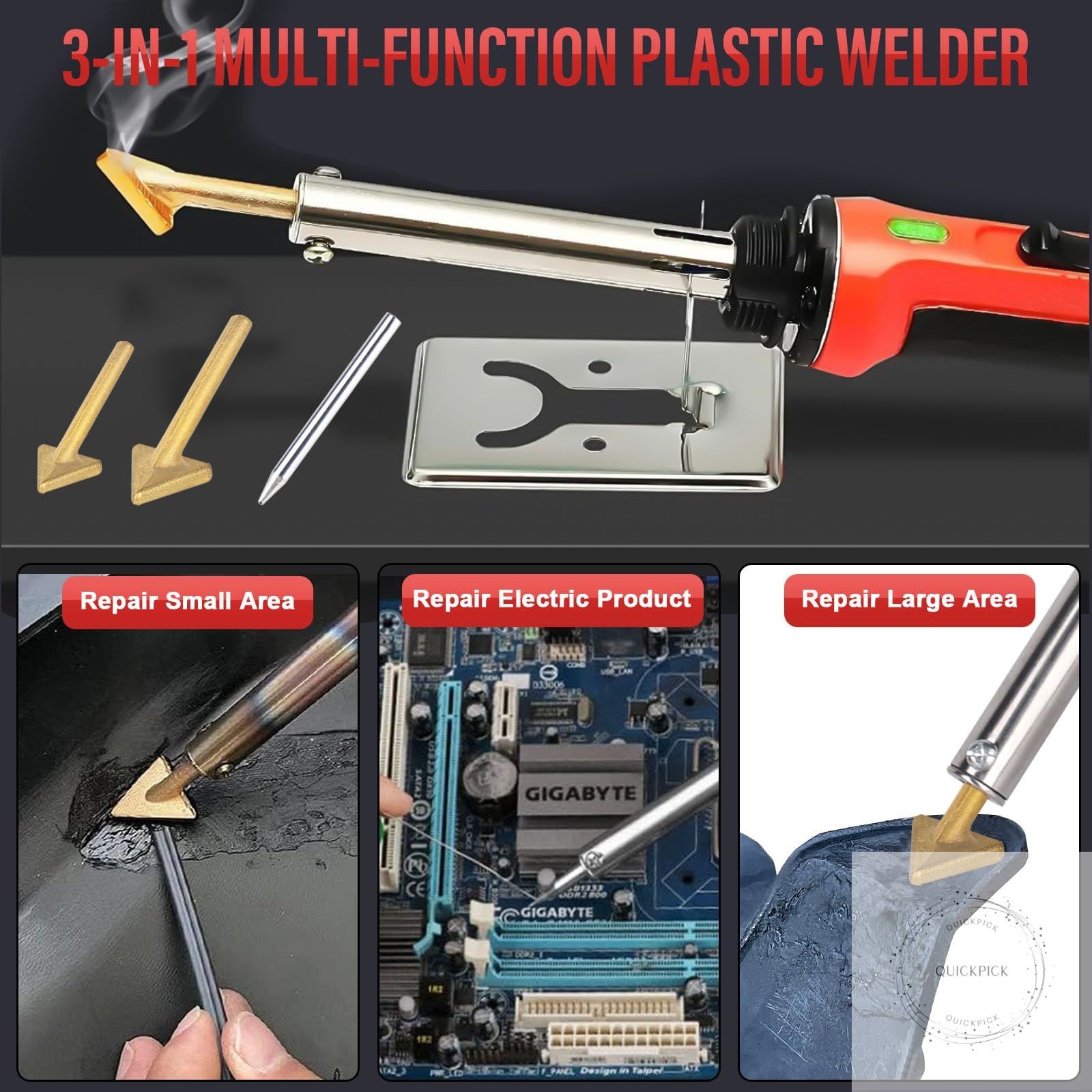 150W Plastic Welder Kit, 3-Speed Temperature Control Plastic Welding Kit, Profes