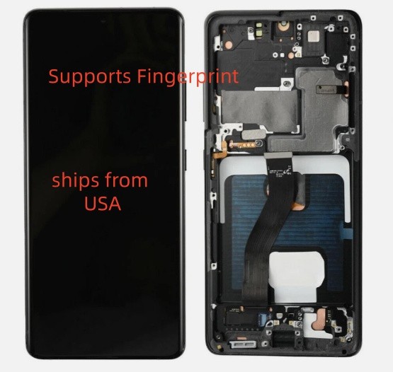 Supports Fingerprint For Samsung Galaxy S21 Ultra OLED Display LCD Screen Frame