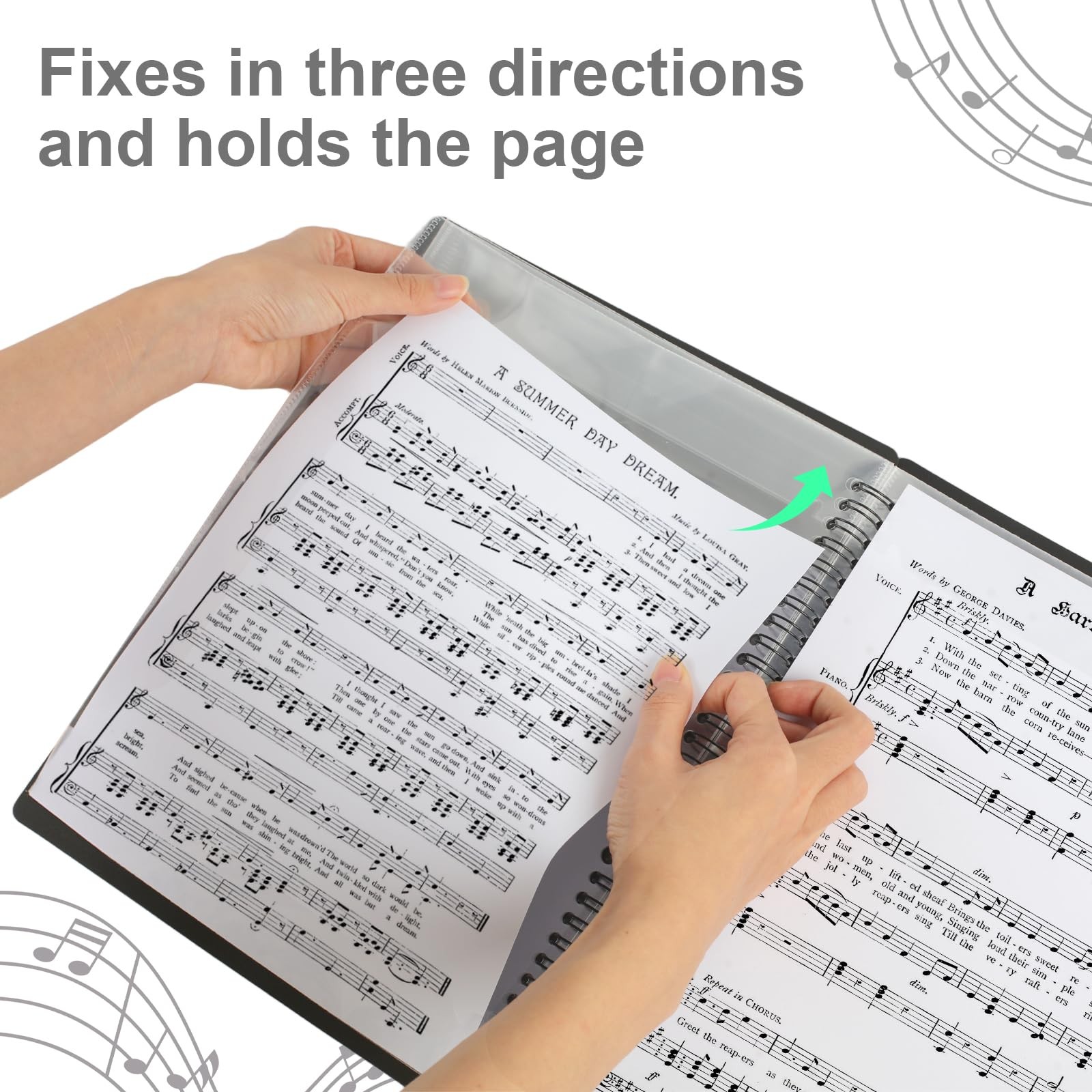 Sheet Music Folder, Premium Spiral Binder Organizer for Black