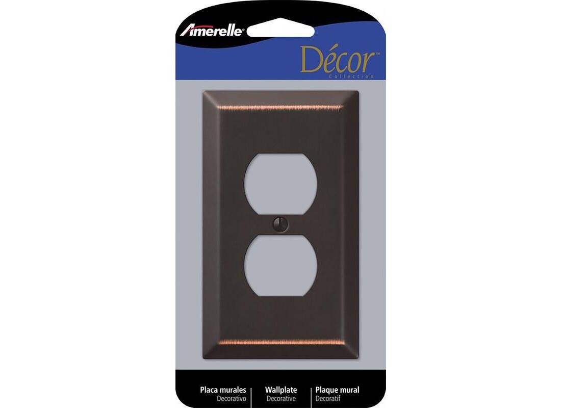 Amertac 163DDB Wall Plate Century Aged Bronze 1 gang Stamped Steel Duplex Aged
